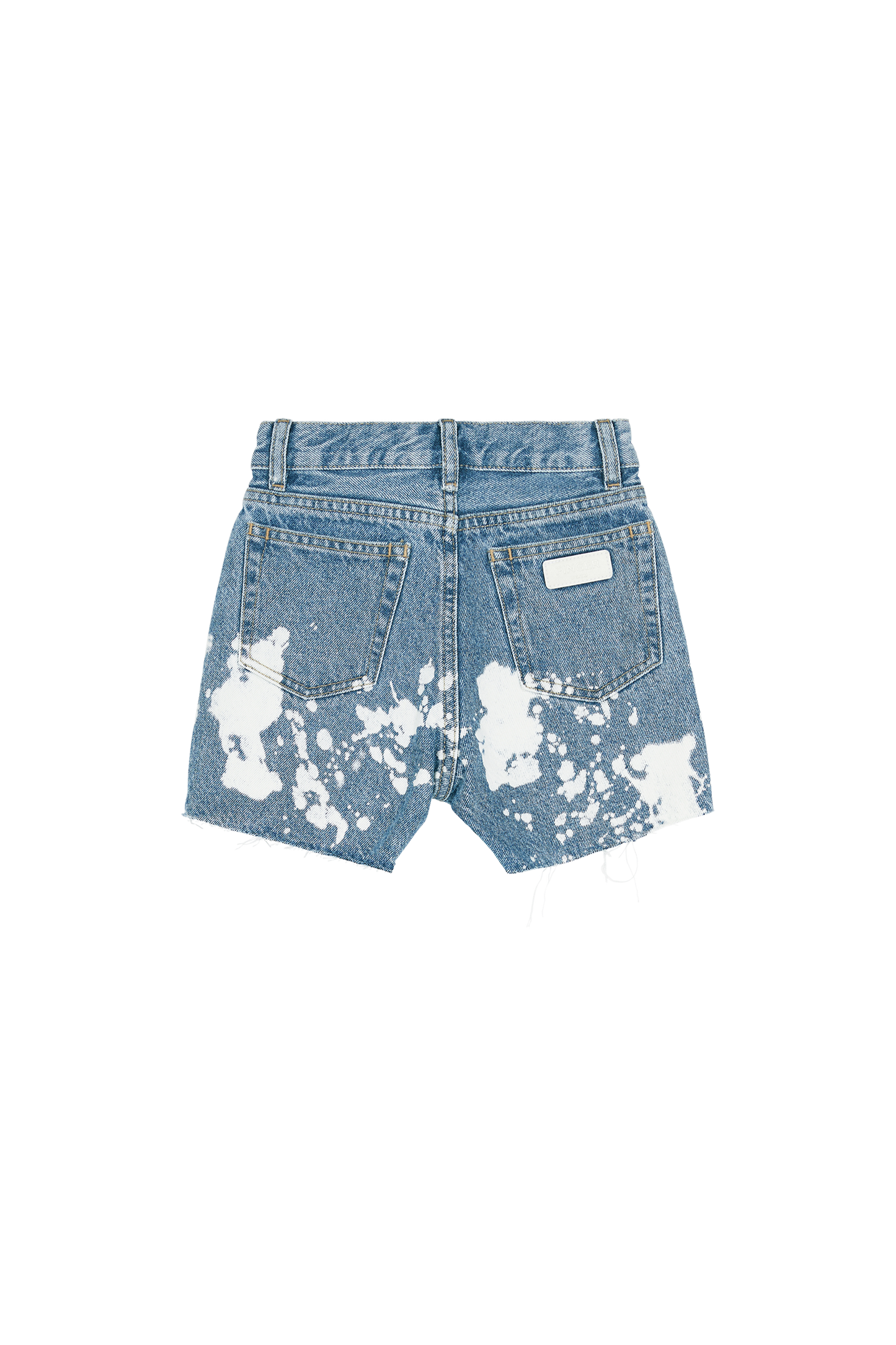 CHERRYL Bleached Blue White Spots - High Waist 5-Pocket Shorts
