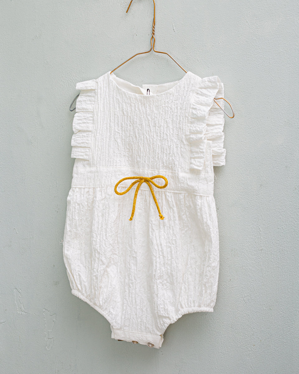 Hunter Romper in White Baby Grows Cosmosophie 
