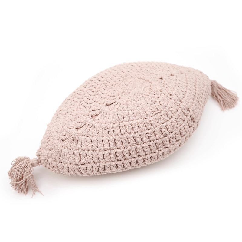 Nude pink feather Bohemian Crochet Cushion