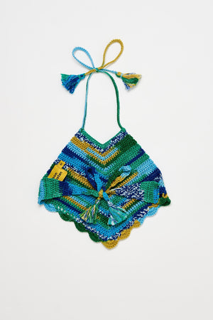 Multicolor Crochet Top Blue Tops Maison Mangostan 