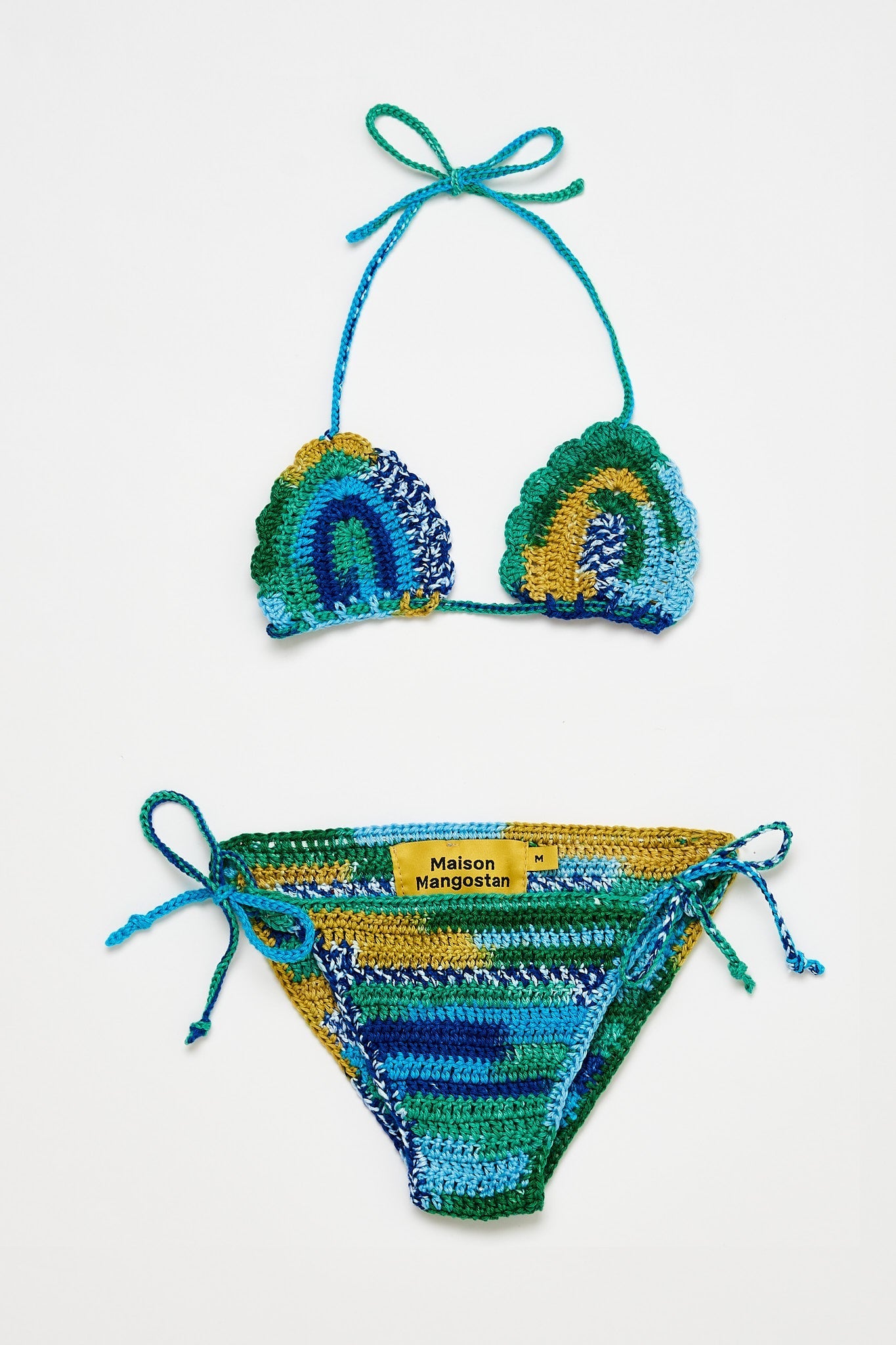 Crochet Bikini Blue Swimwear Maison Mangostan 
