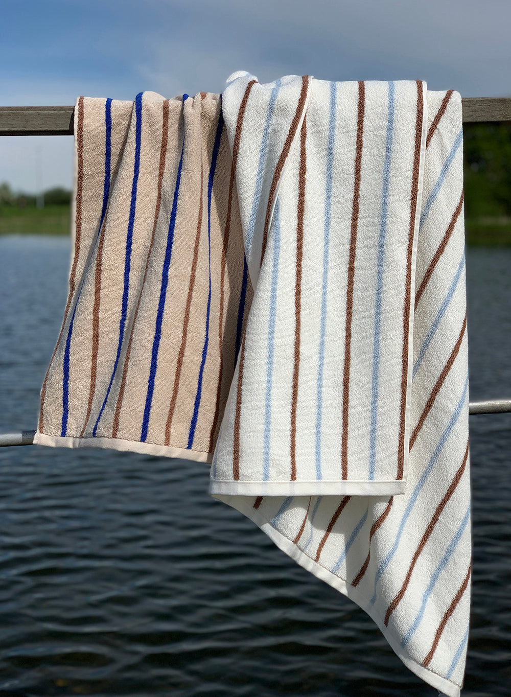 Raita Towel - 70x140 cm - Caramel / Ice Blue Towel OYOY 