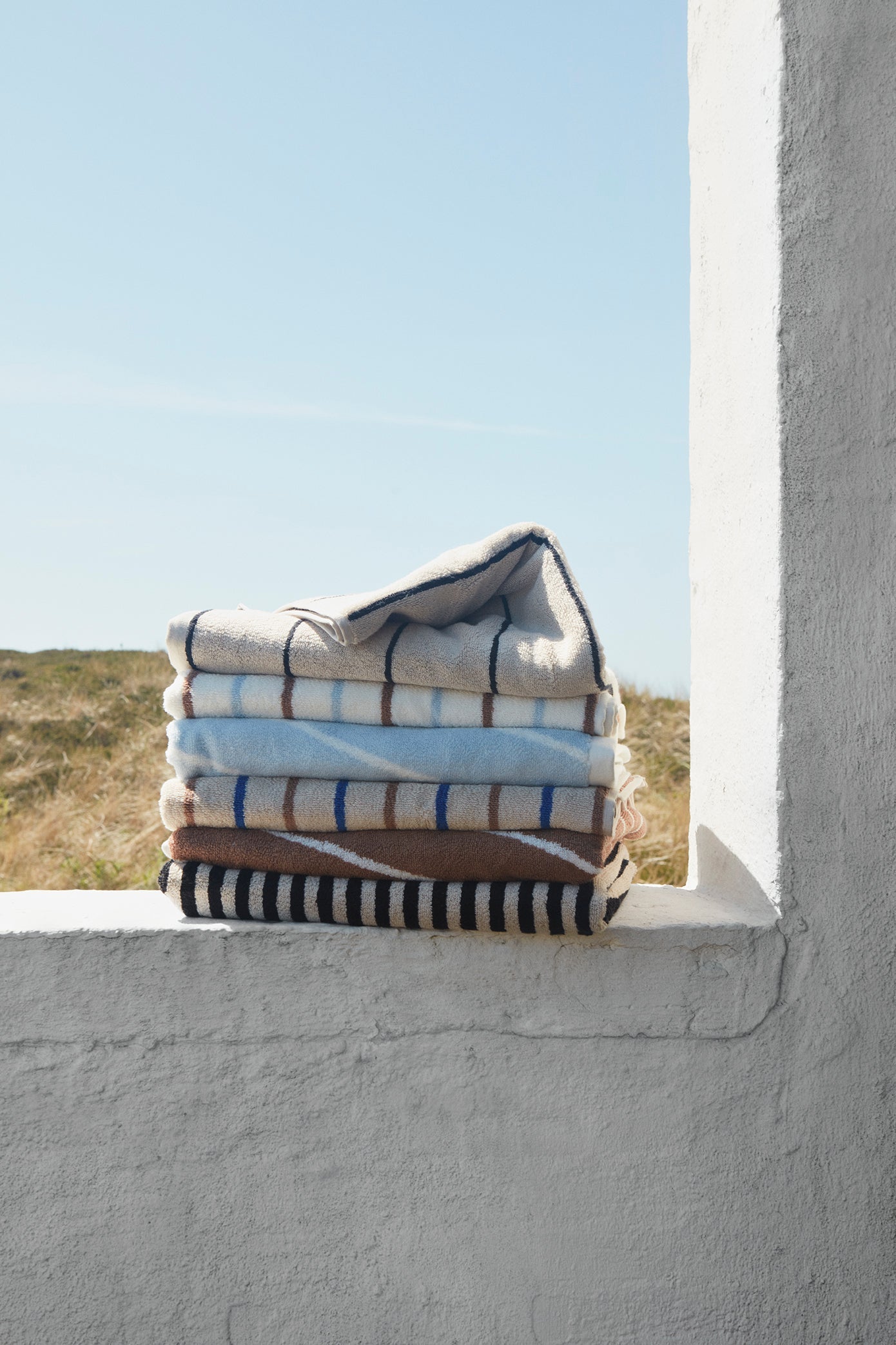 Raita Towel - 70x140 cm - Caramel / Optic Blue Towel OYOY 