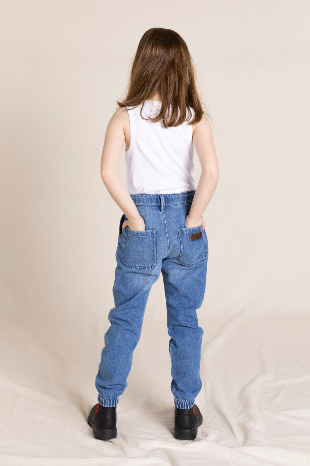 SKATER Medium Blue - Elasticed Bottom Chino Fit Pants | Women