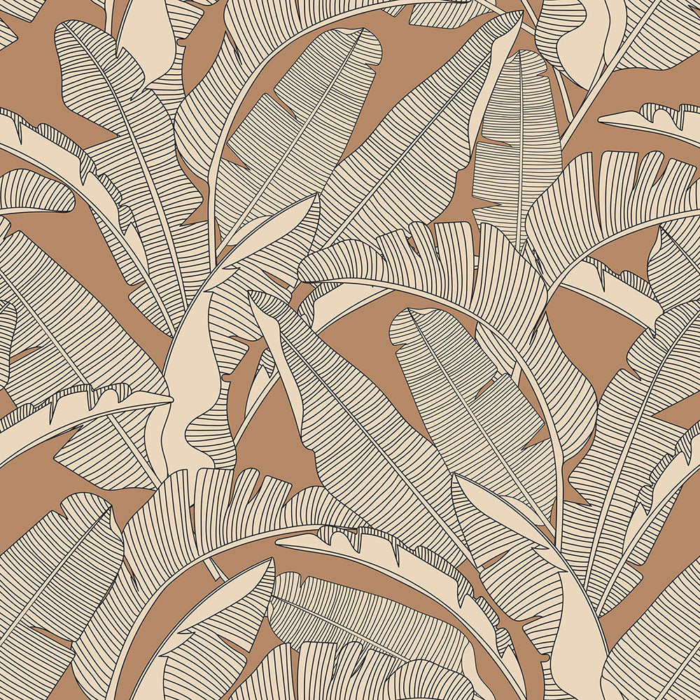 CLASSIC big palm leaves ivory cinnamon Wallpaper