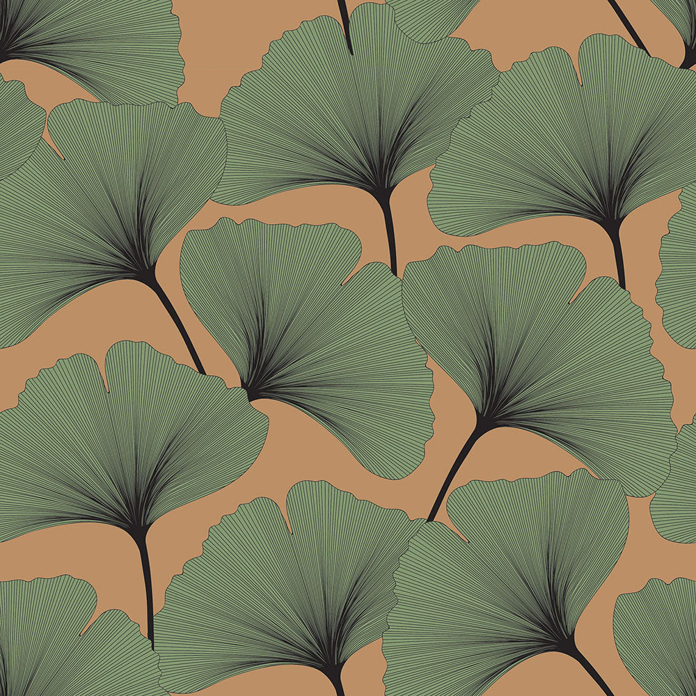 CLASSIC big gingko pattern colors Wallpaper