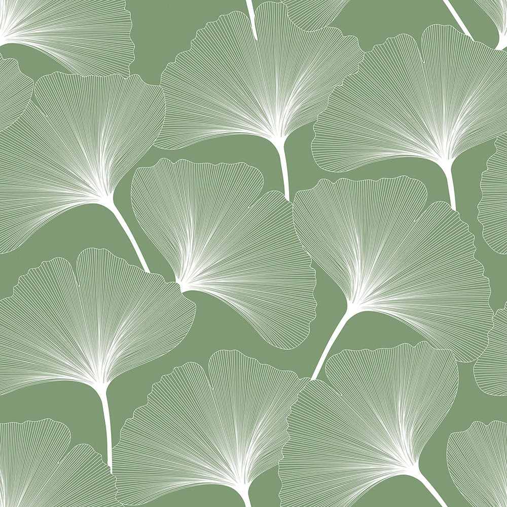 CLASSIC big gingko pattern green Wallpaper