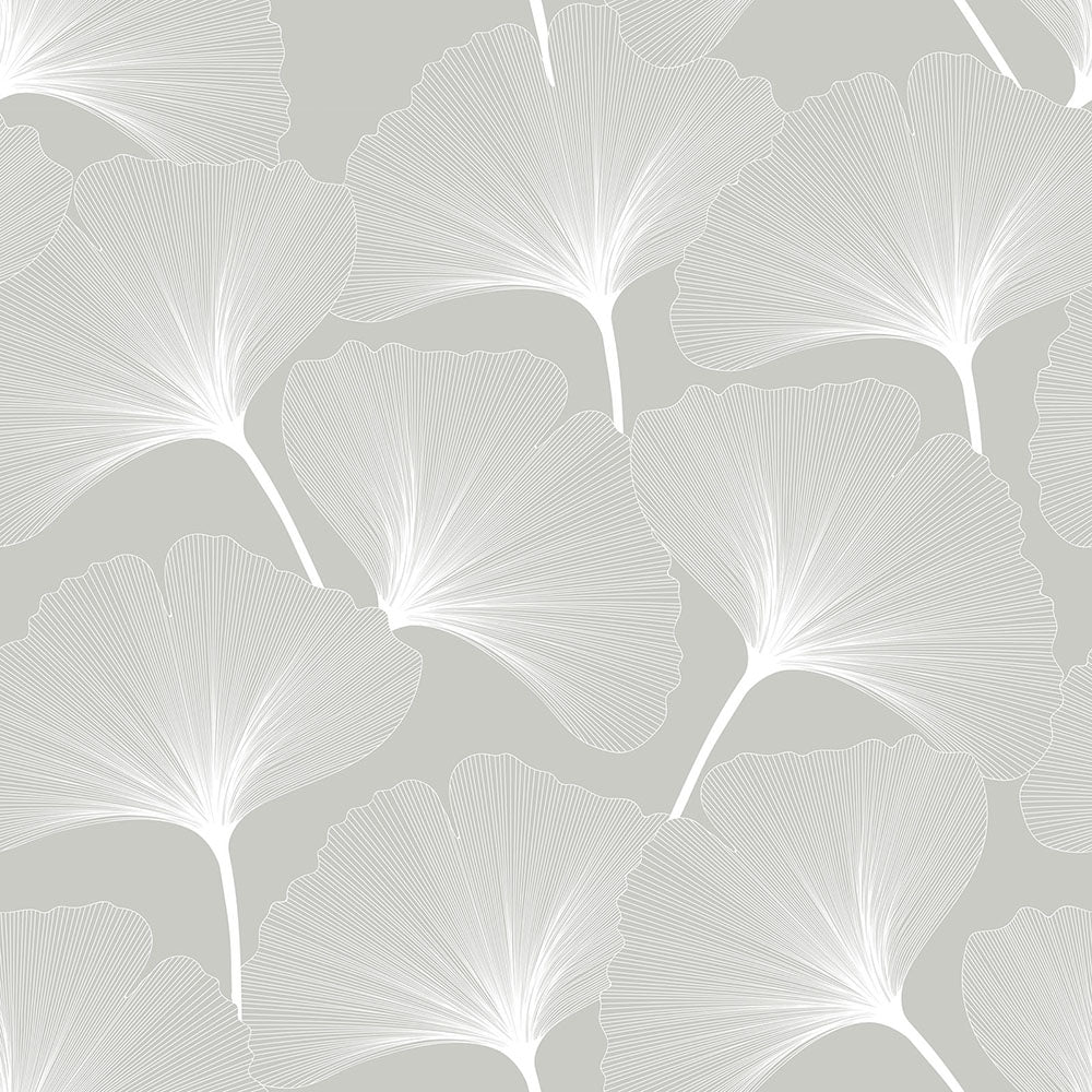 CLASSIC big gingko pattern gray Wallpaper