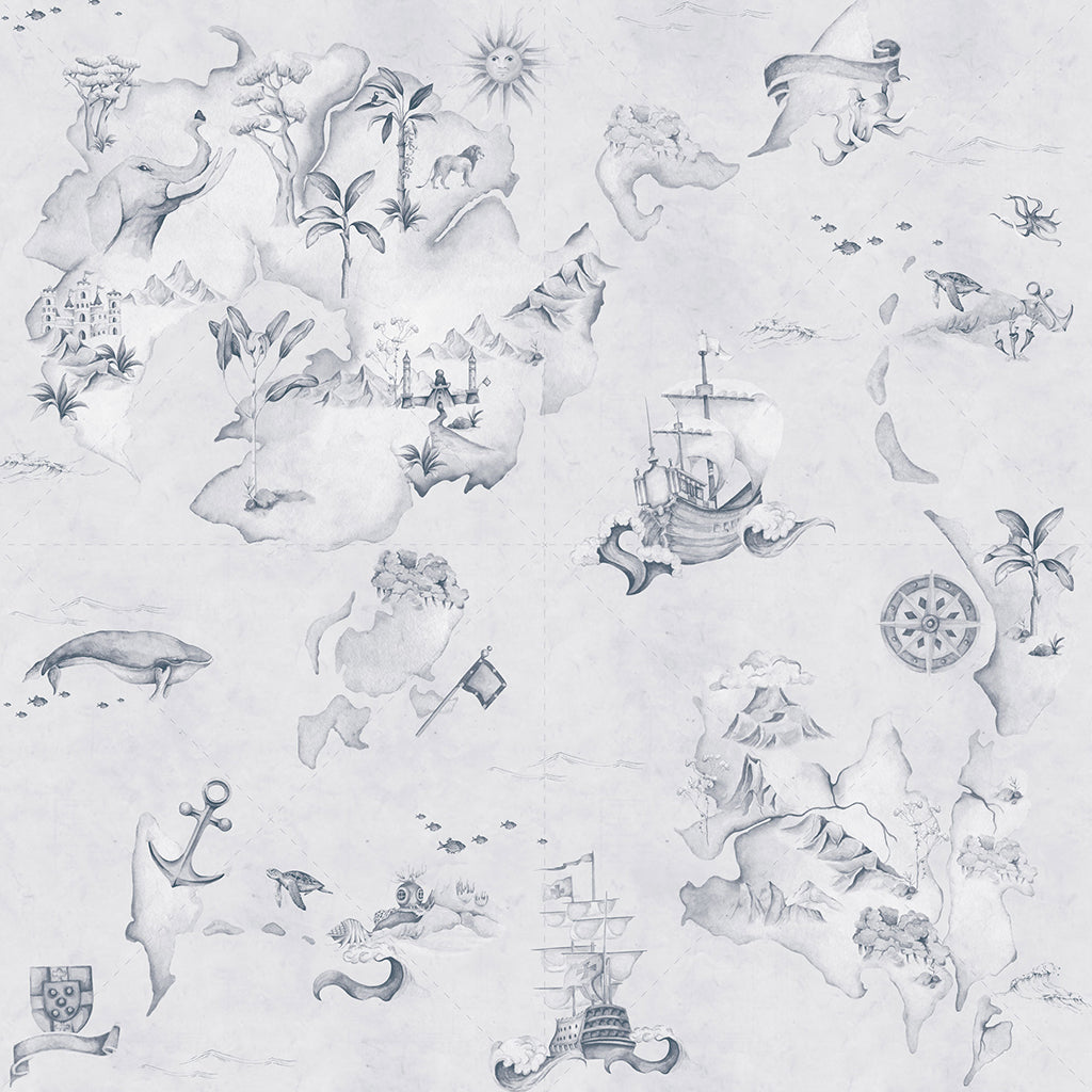 Map Stories from the Sea Blue wallpaper