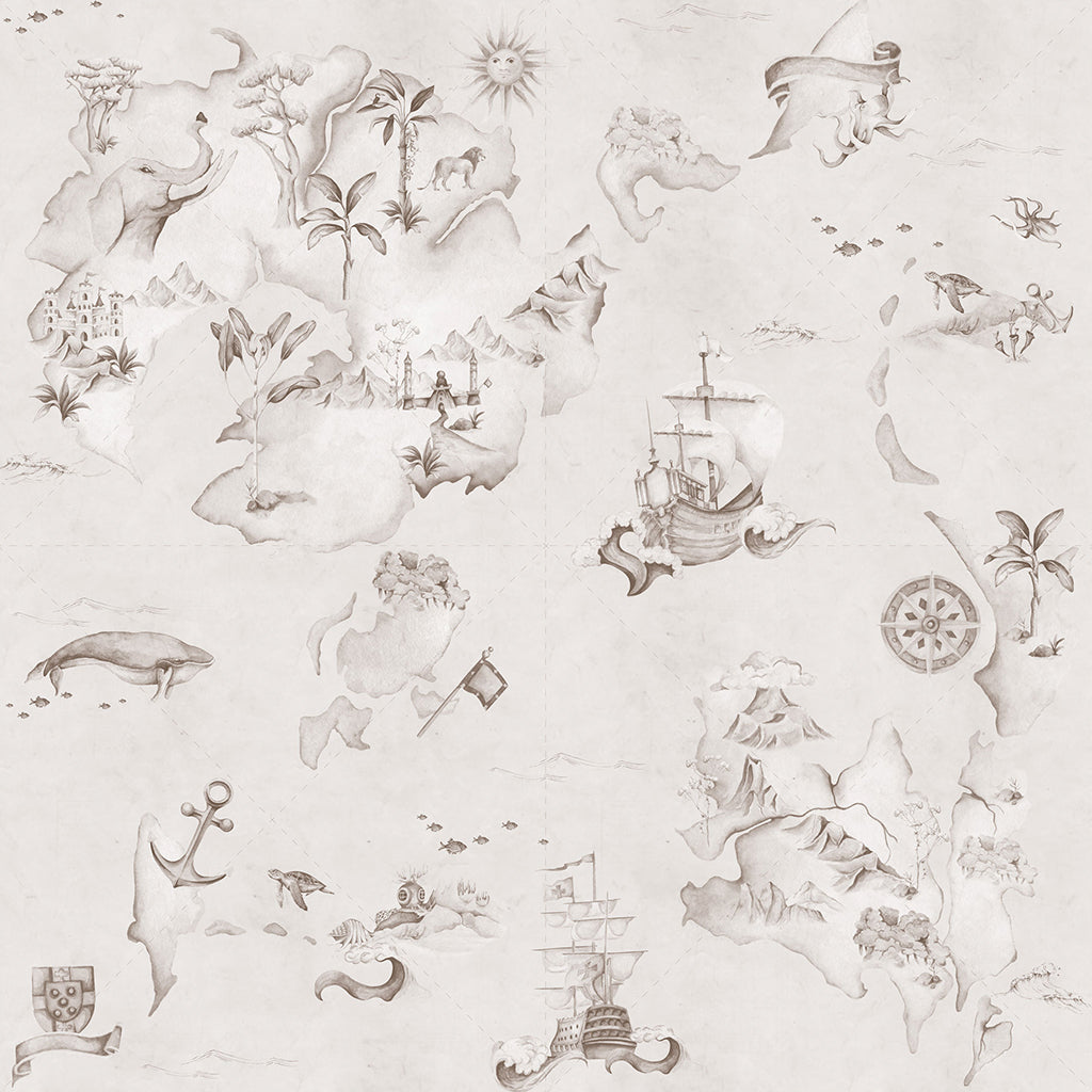 Map Stories from the Sea Sepia wallpaper