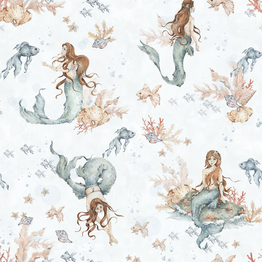Mermaids in Waves Light wallpaper