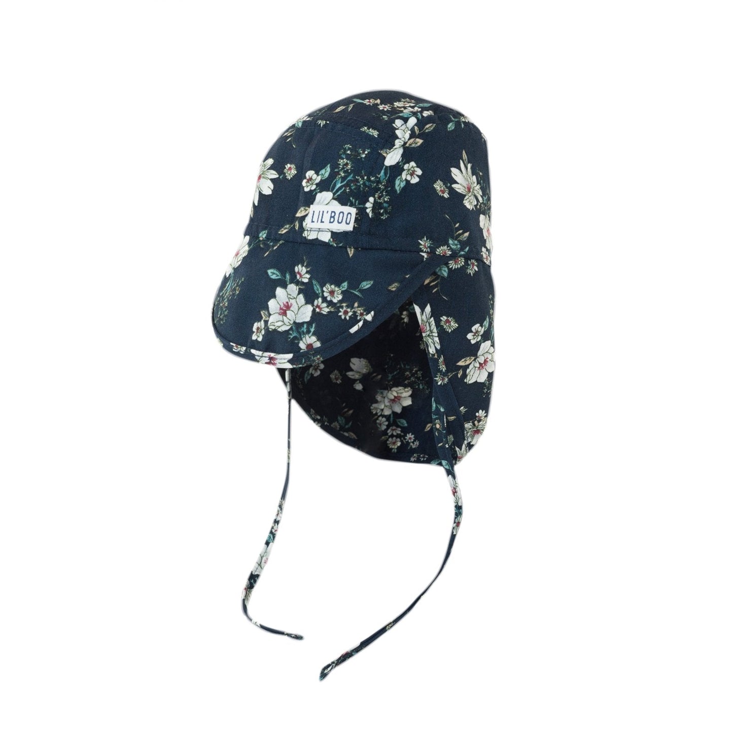 Soft Baby Sun Cap (UV) - Navy Flower Hats & Bonnets Lil' Boo 