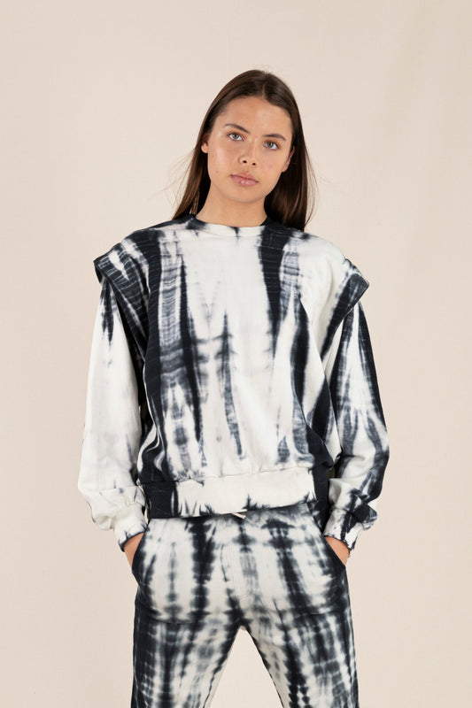 CARLY Off White Tie & Dye - Rounded Effect Sweater