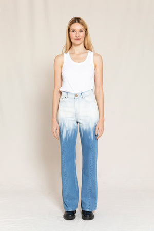FIONA Bleached Blue Dip Dye - Flare Fit Jeans