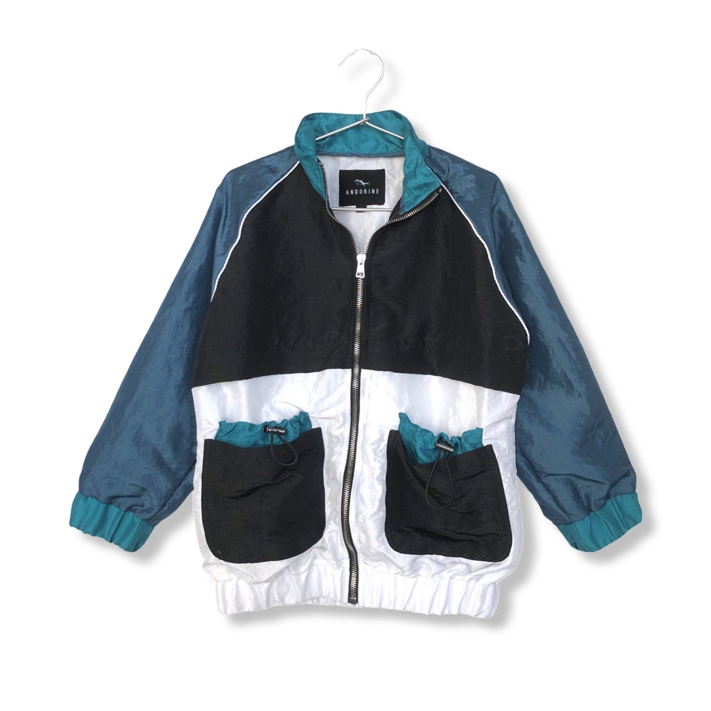 BLUE AND WHITE COLORBLOCK JACKET