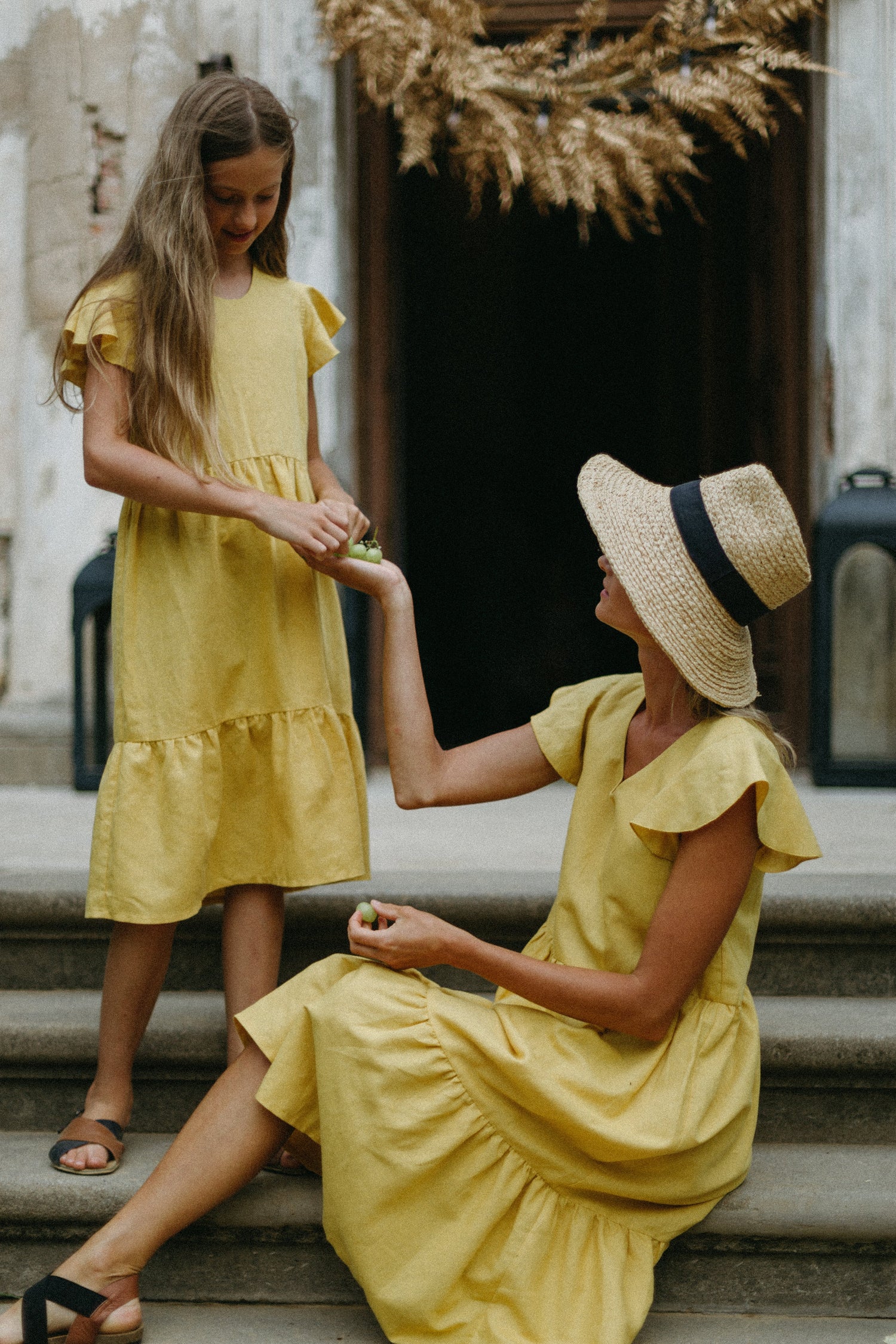 Yellow linen blend dress Dresses Tiny Bunny 