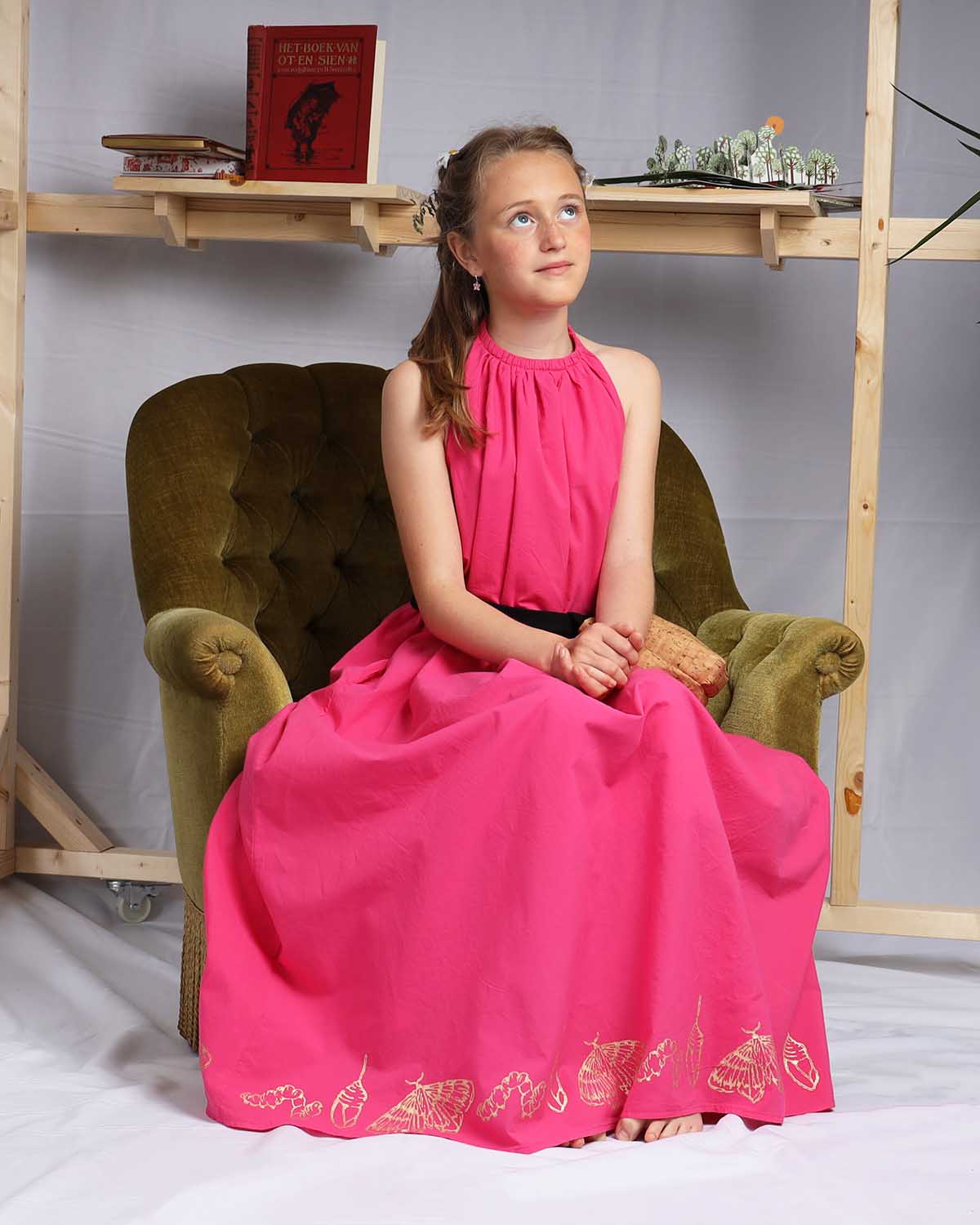 Hot Pink Boho Dress with Hand Block Print