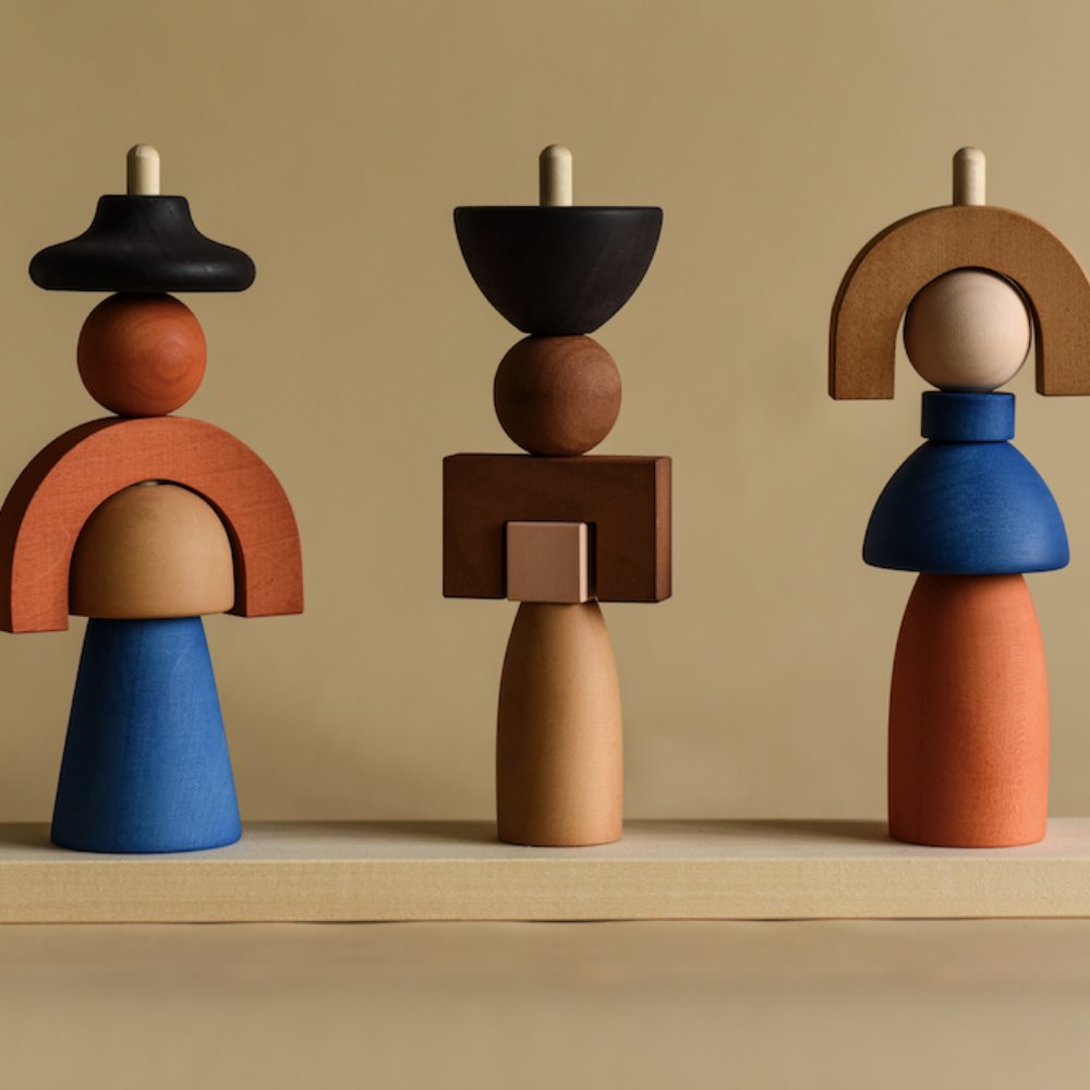 Stacking Tower "Dolls" Wood Nofred 