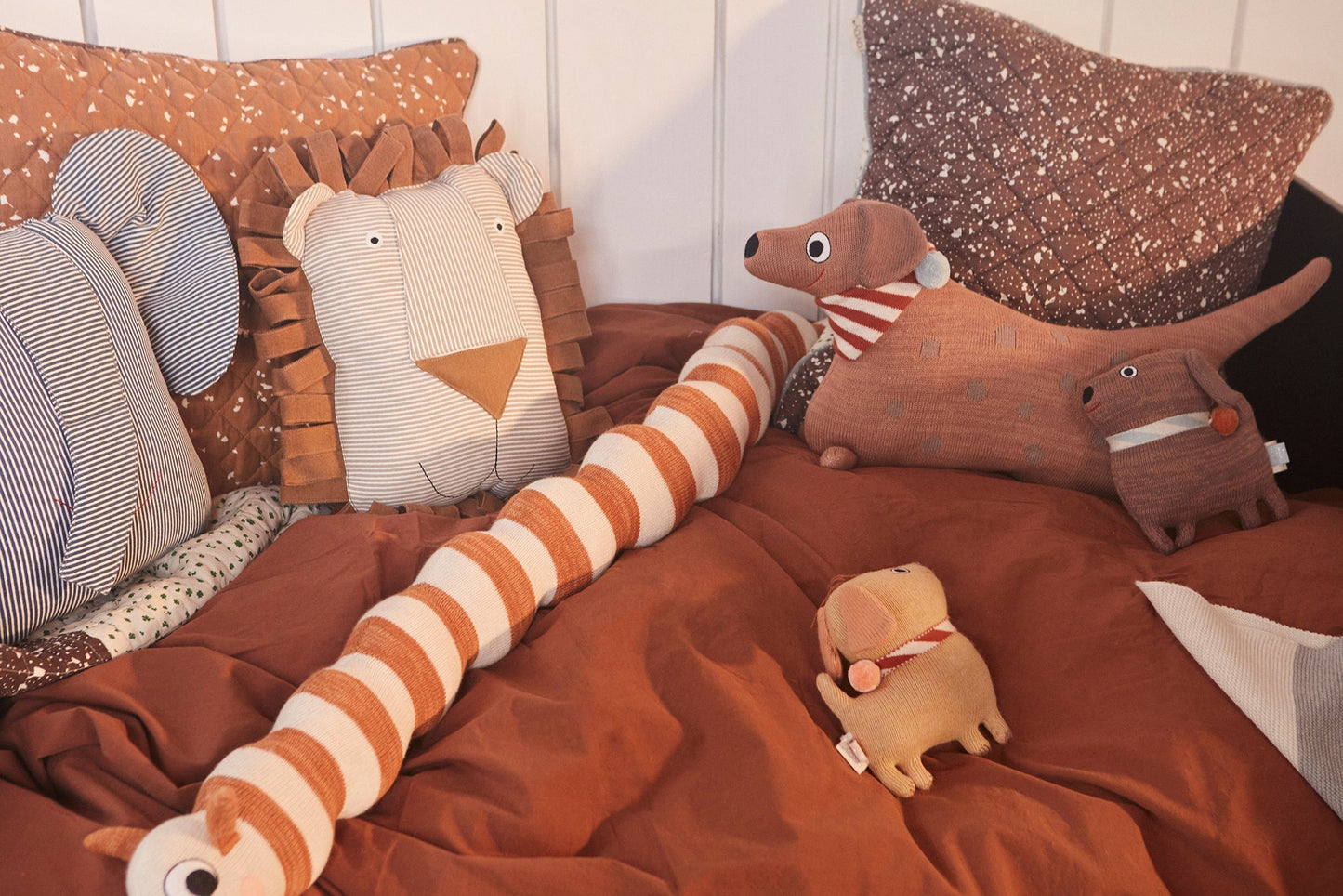 Lobo Lion Denim Cushion - Caramel Soft Toys OYOY 