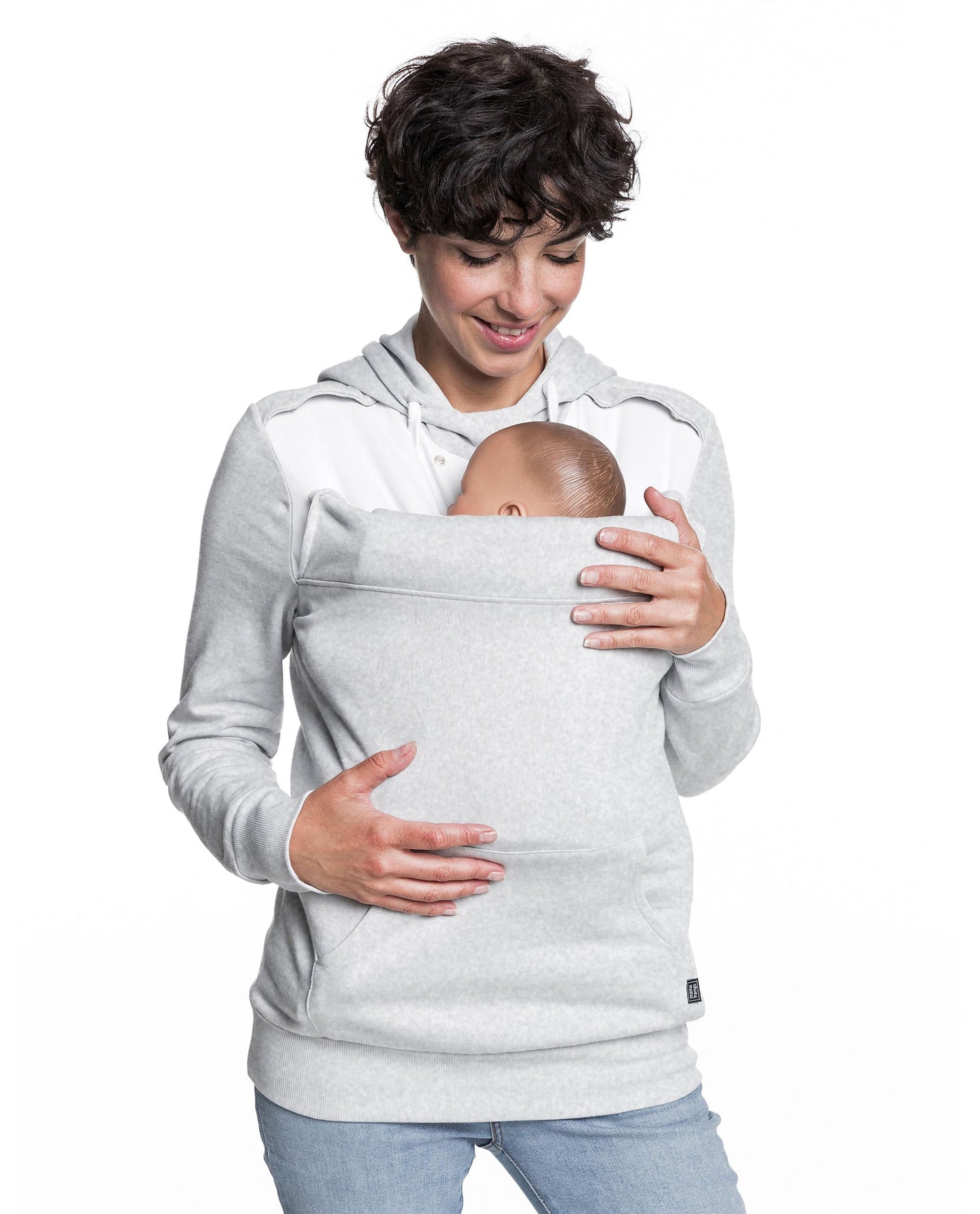 Baby carrier sweatshirt | Mama Plays | Heather grey Carriers Mama Hangs 