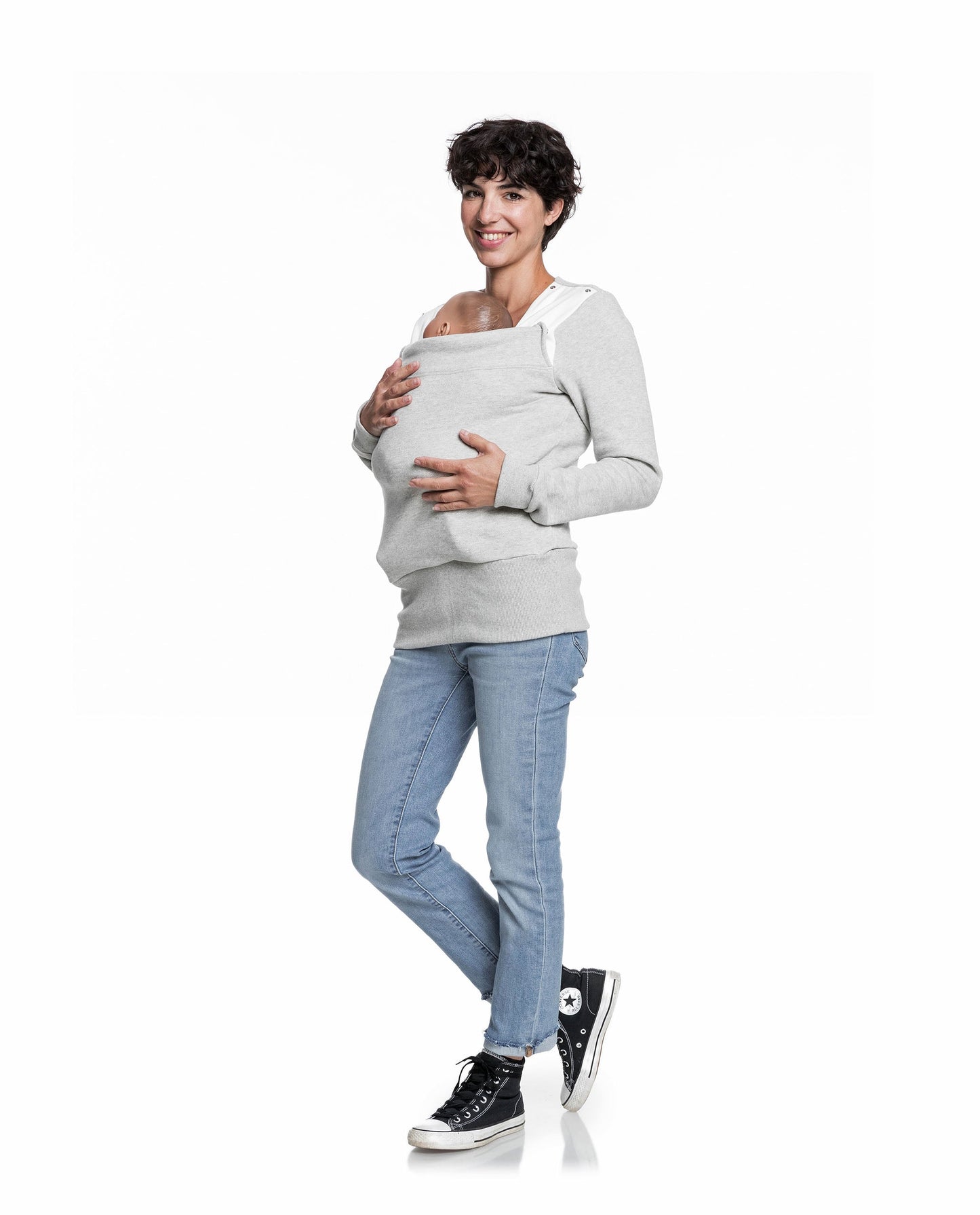 Baby carrier sweatshirt | Mama Hangs Out | Heather grey Carriers Mama Hangs 