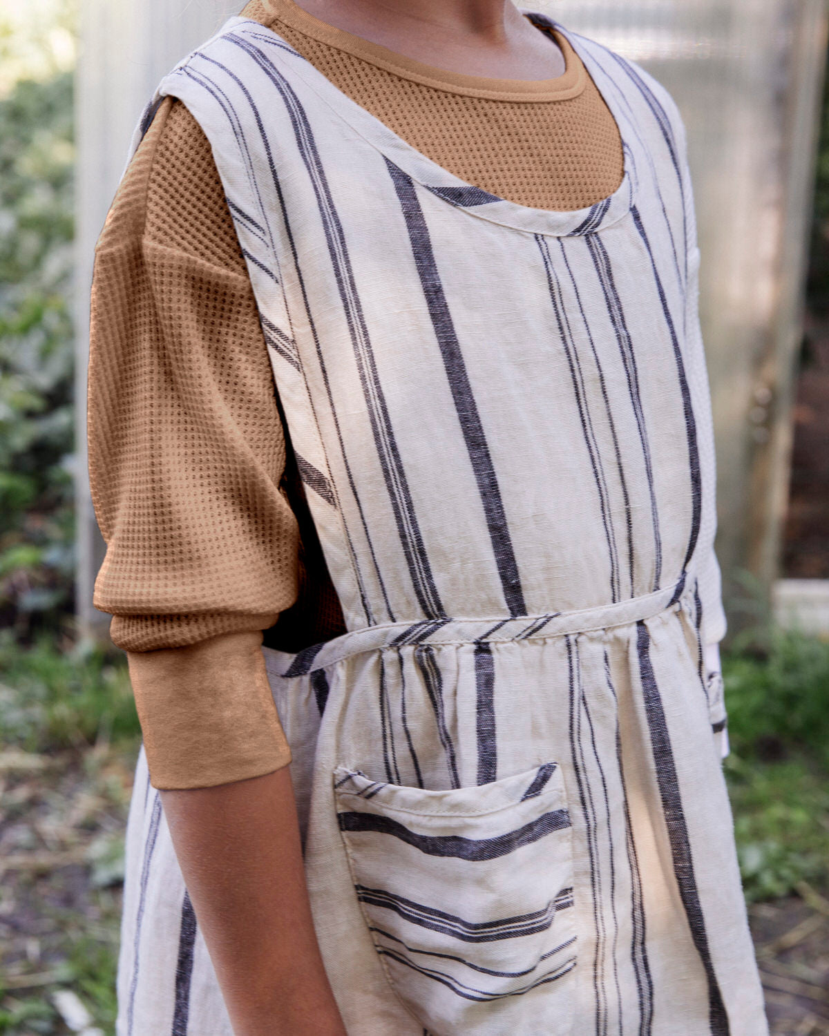 Nora Pinafore Dress Beige & Striped Dresses Matona 