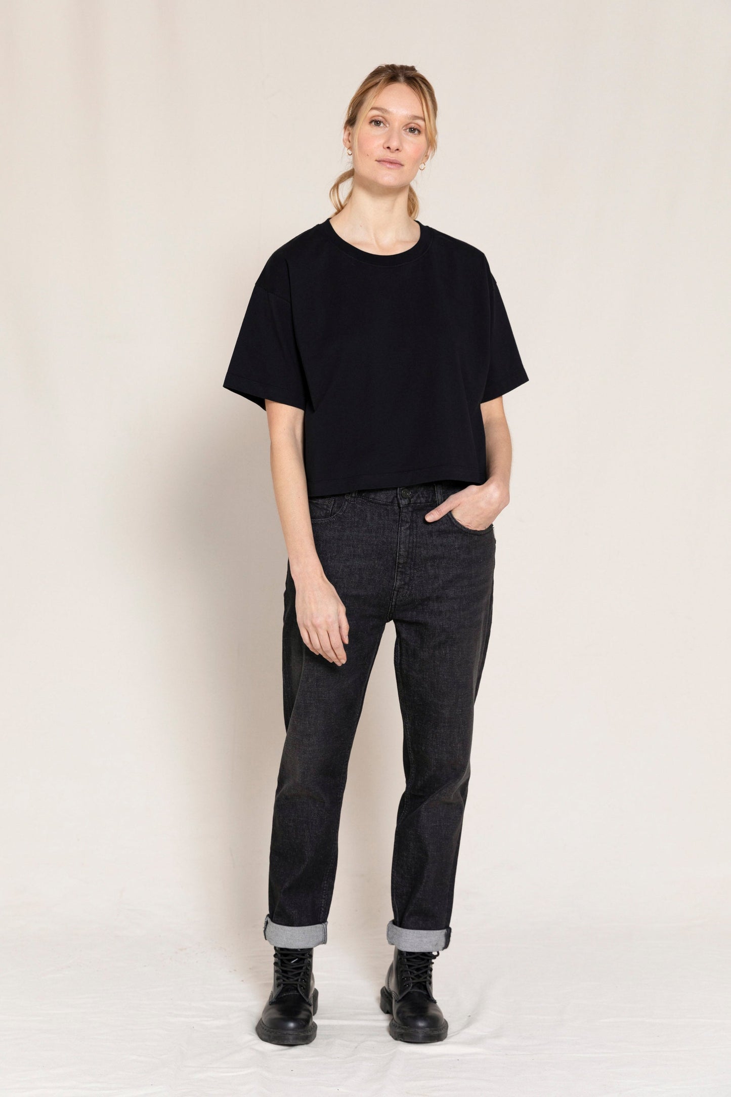 OLLIBIS Black Denim - 5-Pocket Tapered Fit Jeans | Women
