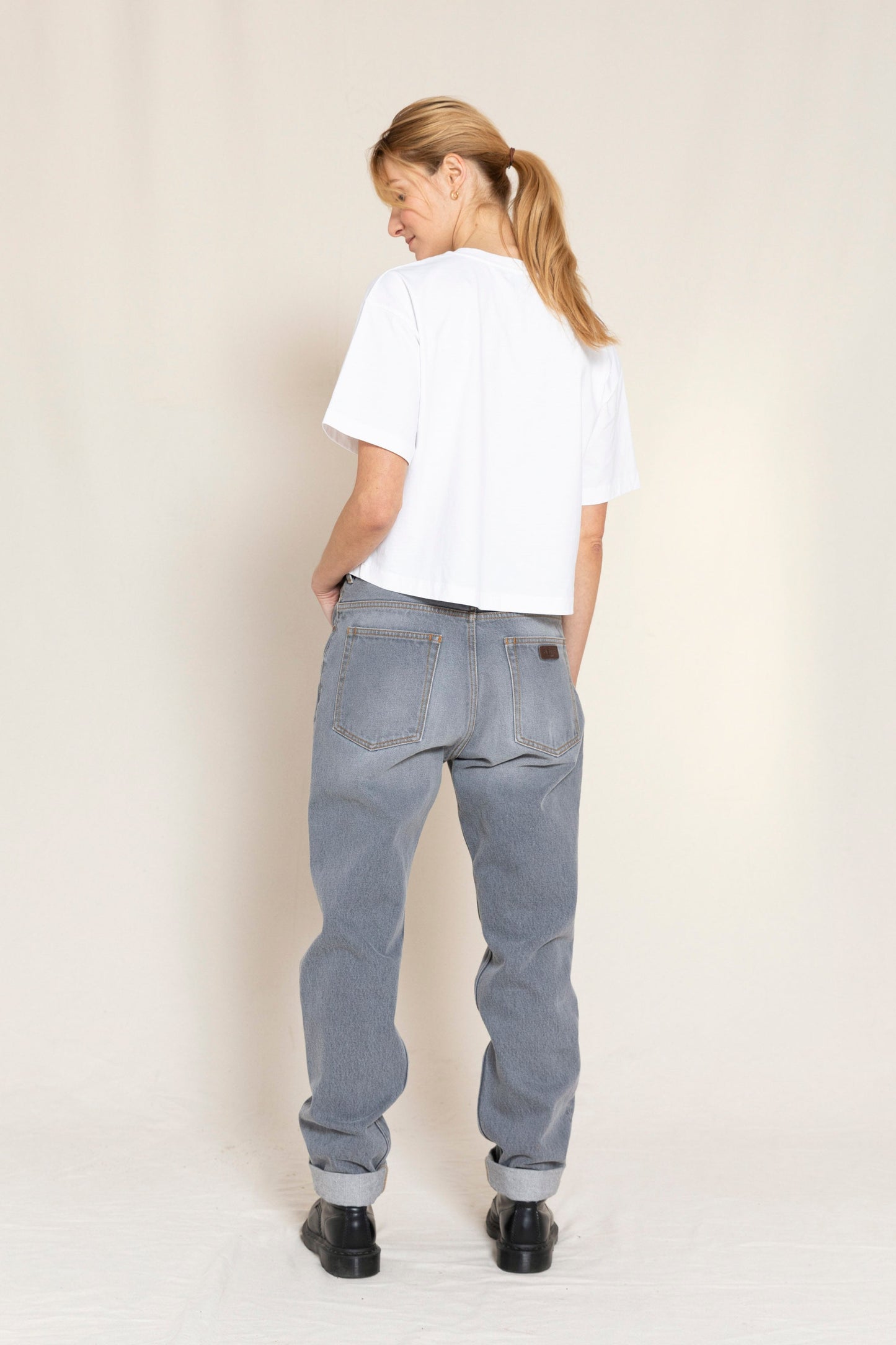 OLLIBIS Light Grey Denim - 5-Pocket Tapered Fit Jeans