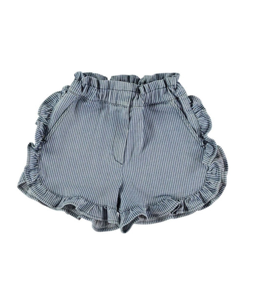 Striped denim frill shorts Shorts Coco au lait 