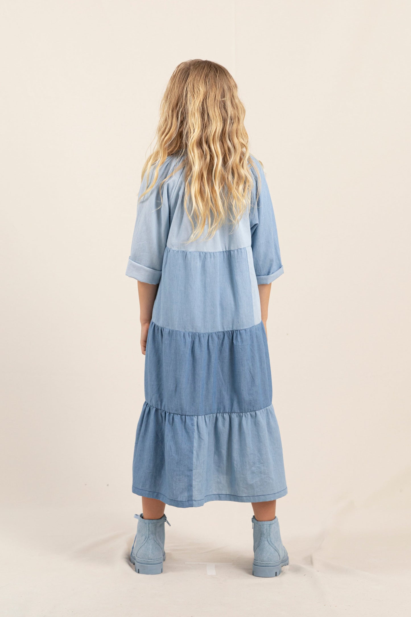 ROSABEACH Blue Denim Patch - Long Beach Dress