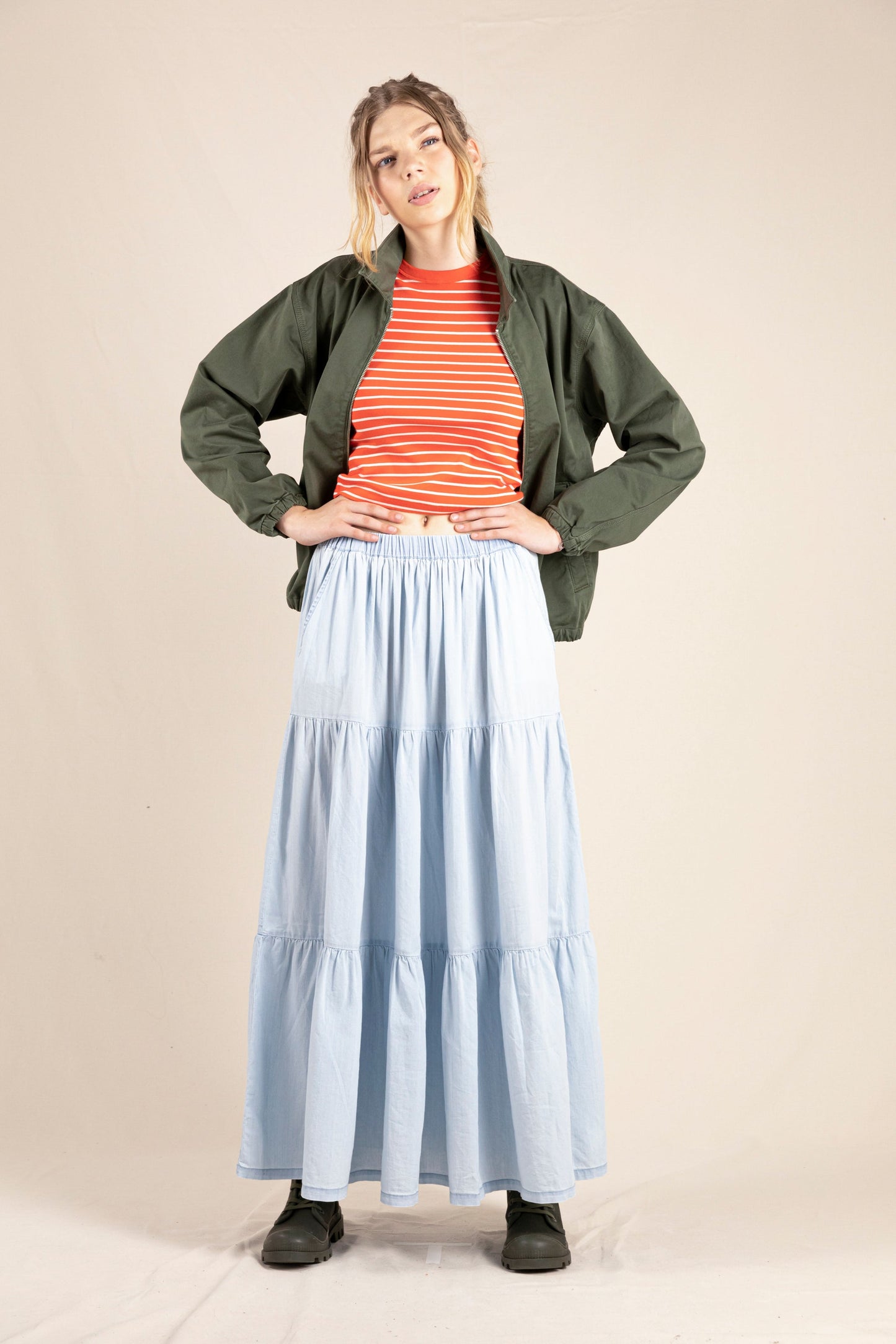 ROSA Bleached Blue Denim - Long Skirt