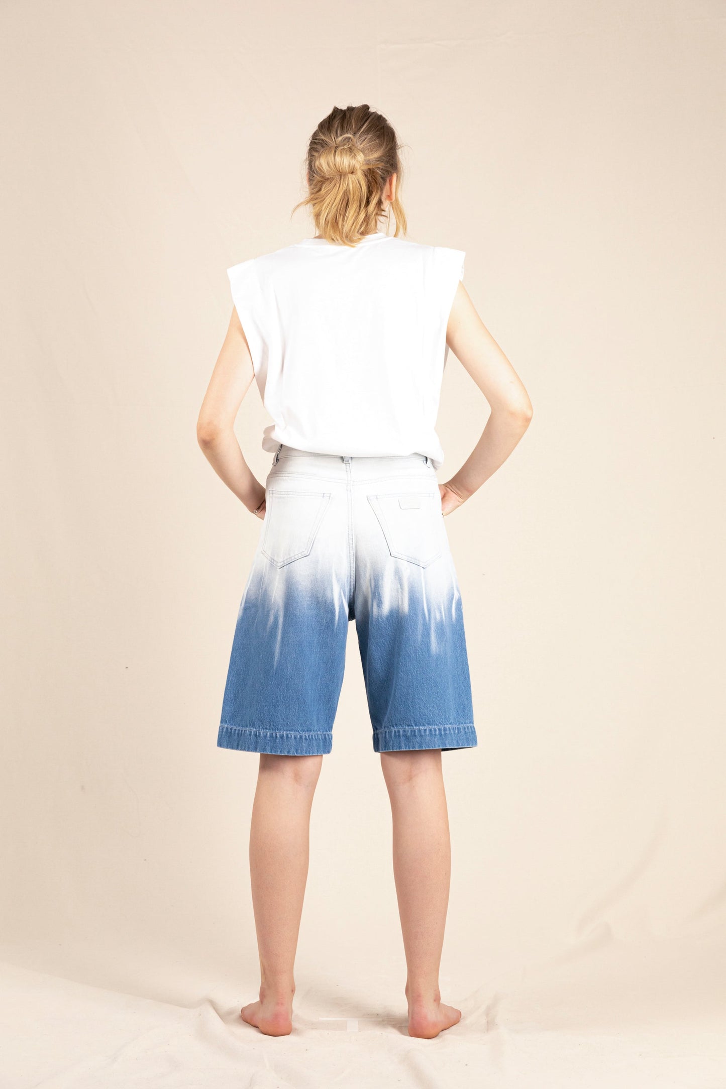 SALLY Bleached Blue Dip Dye - Large Bermuda Shorts | Women