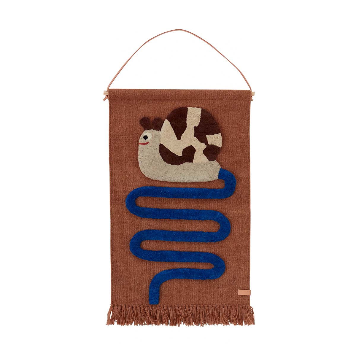 Sally Snail On The Way Wall Rug - Optic Blue Wallhanger OYOY 