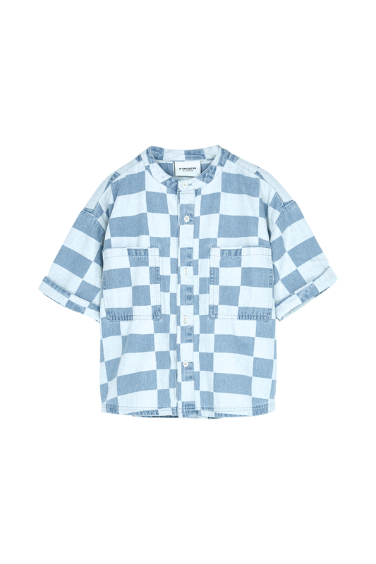 WONDER Blue Denim Checkers - Oversized Shirt | Women