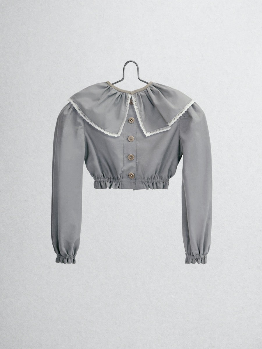 The Ginger Top - Grey poplin Tops Five of us Solid collar 3 years 