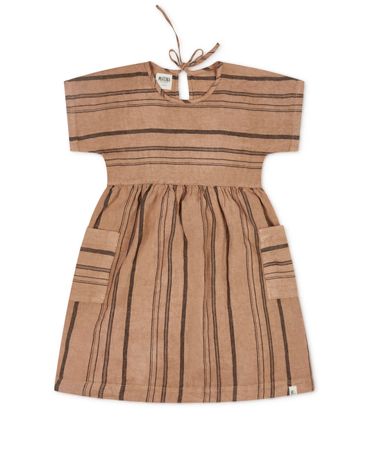 Eden Dress Tan & Striped Dresses Matona 