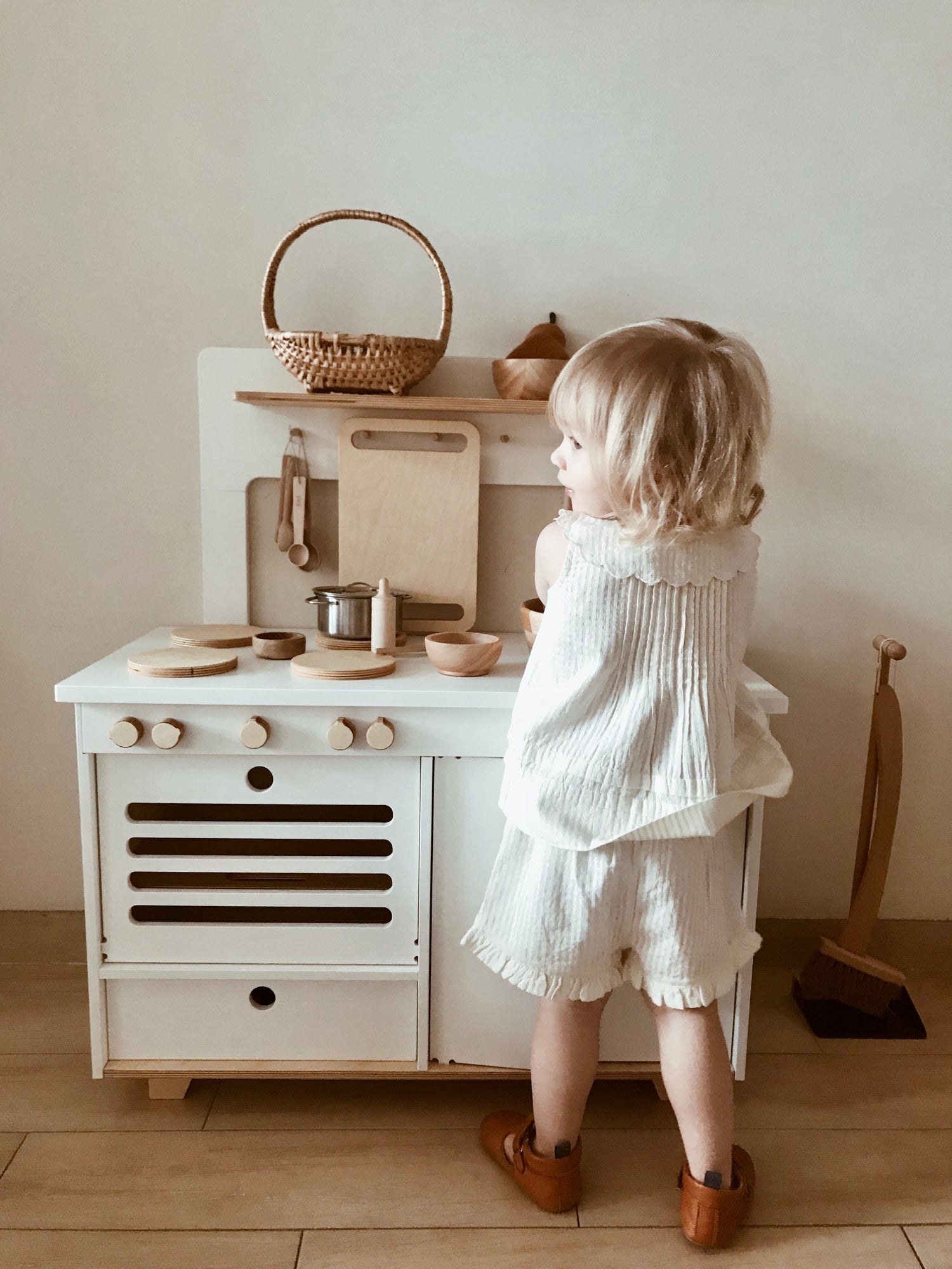 Milk Wooden Play Kitchen Kids Room Furniture Midmini 
