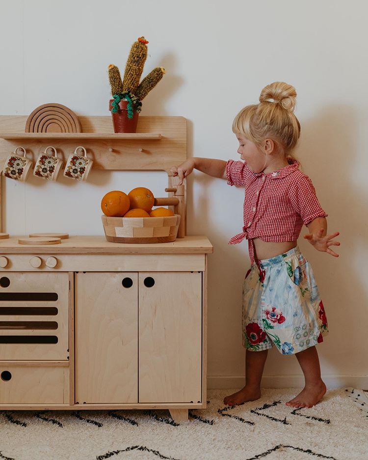 Montessori Wooden Play Kitchen Kids Room Furniture Midmini 