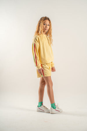 Yellow Velvet Shorts/Sweatshirt Set Sweatshirts Les Écoliers 