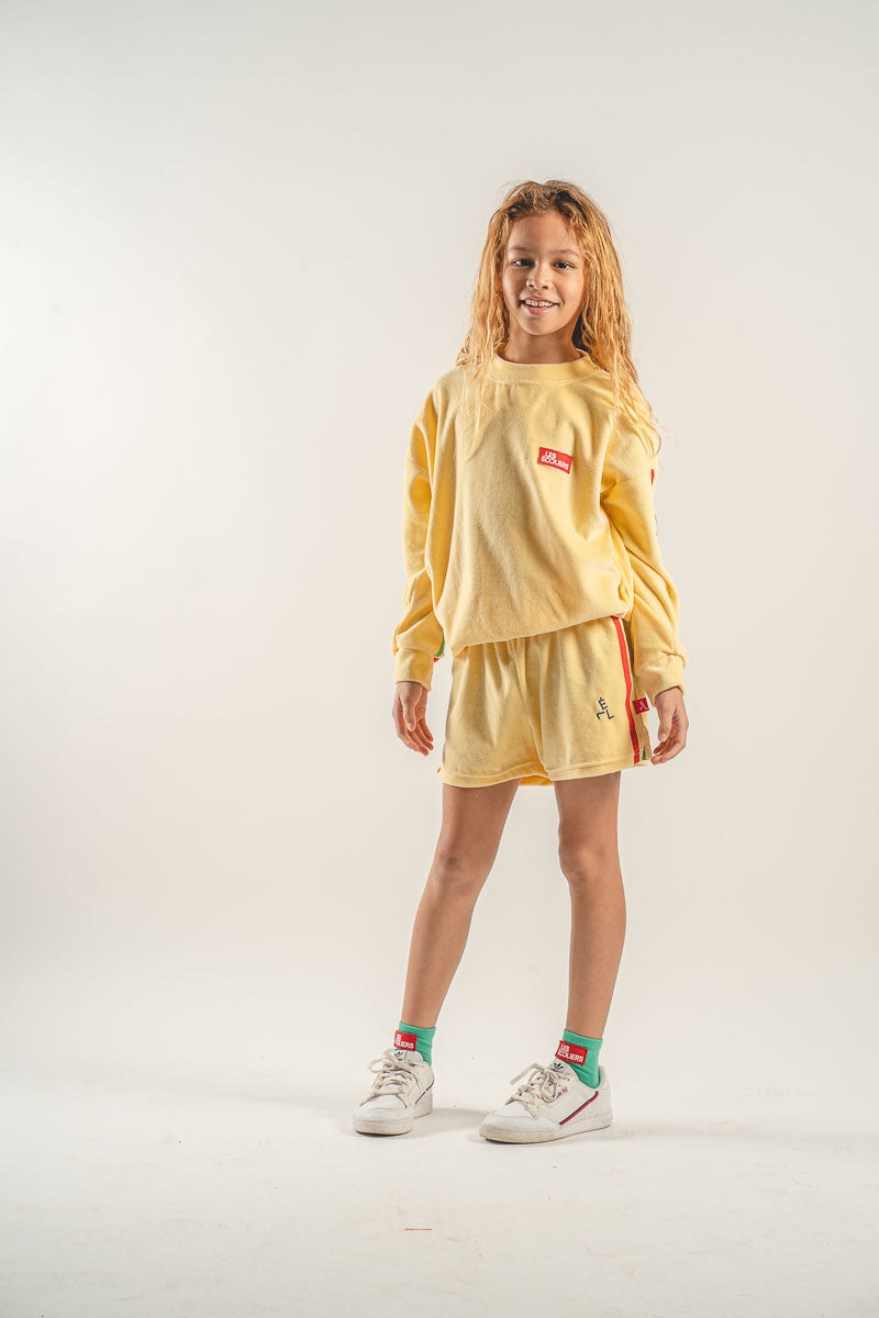 Yellow Velvet Shorts/Sweatshirt Set Sweatshirts Les Écoliers 