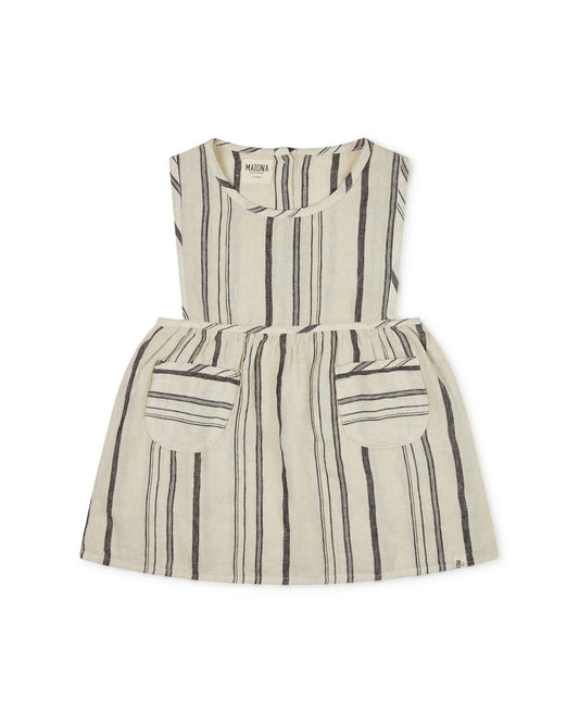 Nora Pinafore Dress Beige & Striped Dresses Matona 
